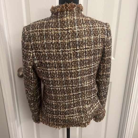 Vintage Rafaella Wool Blend Tweed Elegant Jacket Blazer Brown Front Hook Size 10 - Picture 3 of 4